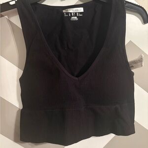 Forever 21 Black Ribbed Sleeveless Crop Top